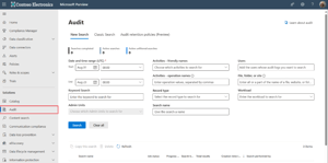 Screenshot aus Microsoft Purview: Erstellen eines Audit Log Berichtes